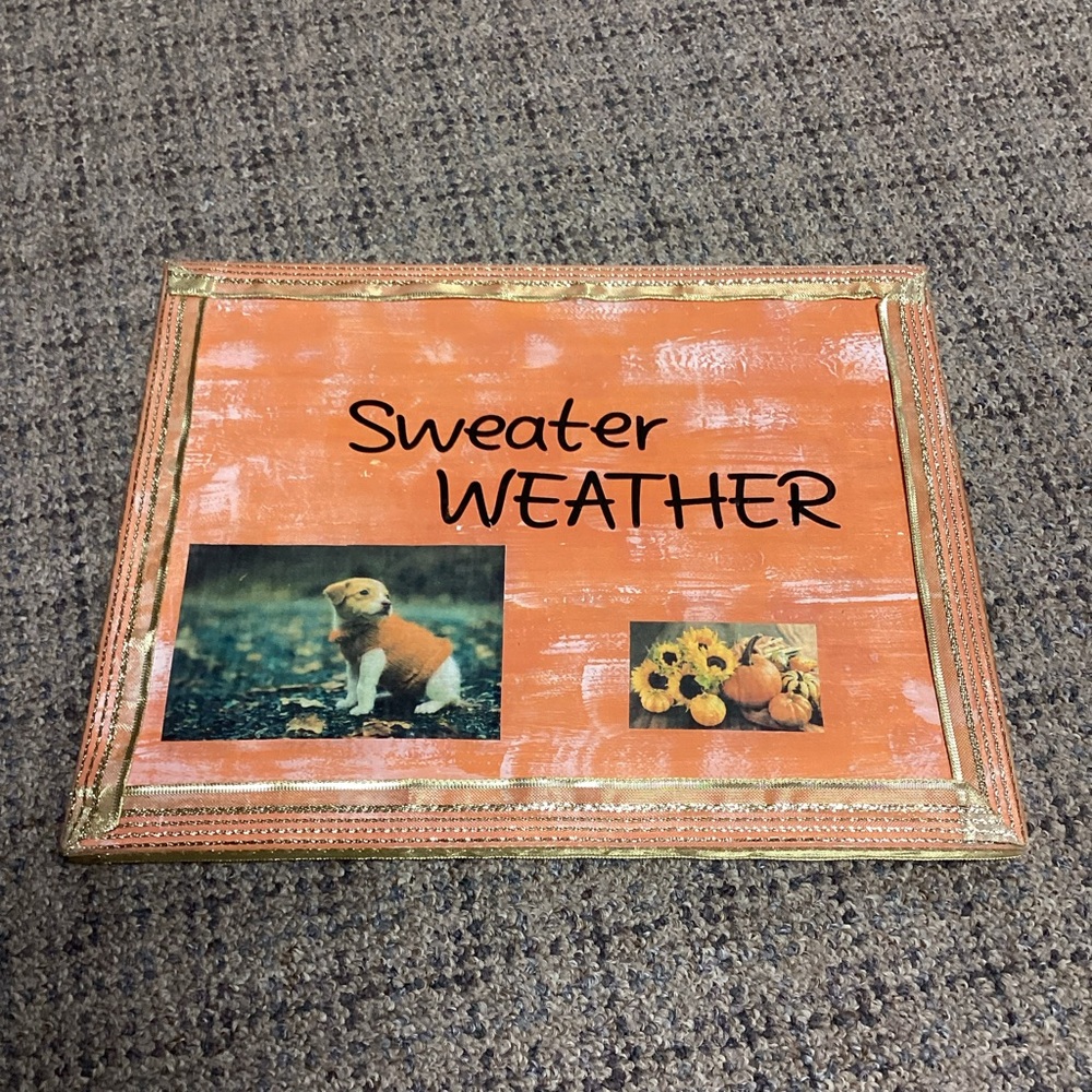 Handcrafted Painted Fall Sunflower Dog Artwork Sweater Weather by Kid Enthusiast
